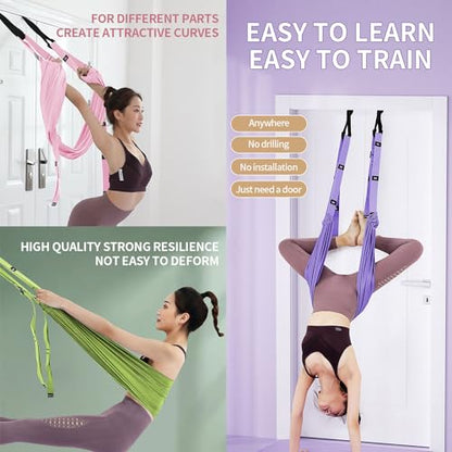 Leg Stretcher Strap, Adjustable Door Flexibility Trainer - color: Purple