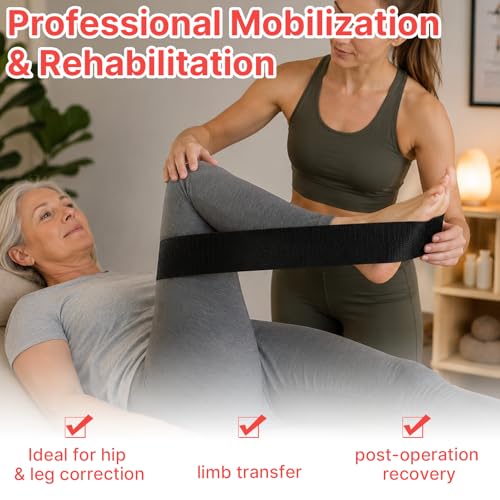 Mobilization Belt - Physical Therapy Belt Strap, Adjustable Mobilization Band Pt Strap with Thick Pad for Rehabilitation Yoga Leg Hip Exercise Seatbelts Stretching Mobility & Gym Techniques (Black)