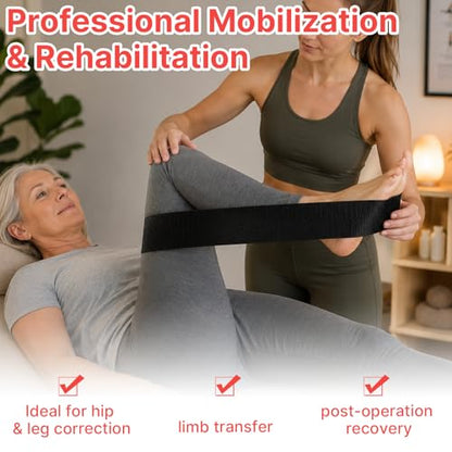 Mobilization Belt - Physical Therapy Belt Strap, Adjustable Mobilization Band Pt Strap with Thick Pad for Rehabilitation Yoga Leg Hip Exercise Seatbelts Stretching Mobility & Gym Techniques (Black)
