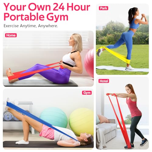 Resistance Bands for Working Out, Exercise Bands for Physical Therapy, Stretch, Recovery, Pilates, Rehab, Strength Training and Yoga Starter Set
