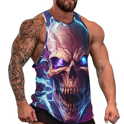 BIVENANT Skull Shirts for Men Novelty Mens Skull Tank Top Big and Tall Tank Tops Graphic Tees Shirt - color: Aid001008, size: Small