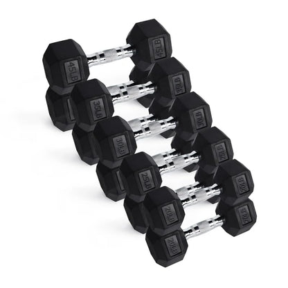 RitFit Rubber Hex Dumbbell Set with Storage Weight Rack - style: 310 LBS(20-45LB)