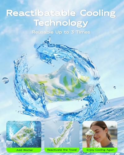 CoolRush Towel, Ice Neck Wraps for Extreme Heat, Large Cooling Body Wipe No Rinse, Chilly Wet Rags for Workout, Lake, Walking, Fishing, Running, Festival, Soccer, Cruise, Rave, River Must Have