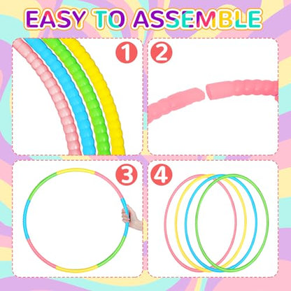 Syhood 12 Pcs Hoops for Kids Plastic, Green, Pink, Yellow, Blue - color: Green, Pink, Yellow, Blue