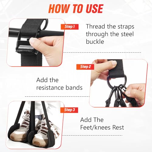 Pull Up Assistance Bands, Heavy Duty Adjustable Resistance Bands for Pull Up Bar with Comfortable Fabric Foot Rest, Pull Up Assist Bands for Strength Training & Home Fitness