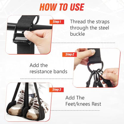 Pull Up Assistance Bands, Heavy Duty Adjustable Resistance Bands for Pull Up Bar with Comfortable Fabric Foot Rest, Pull Up Assist Bands for Strength Training & Home Fitness