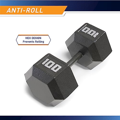 Marcy Cast Iron Hex Dumbbells Collection - Available size from 3-lb to 100-lb, SOLD INDIVIDUALLY - style: 100lbs