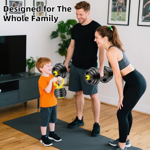 Adjustable Dumbbell Set, 10-90lbs Free Weights with Connector – 4 in 1 Dumbbells, Barbell, Kettlebell & Push Up Stand, Adjustable Weights Set for Home Gym Fitness Equipment for Men & Women