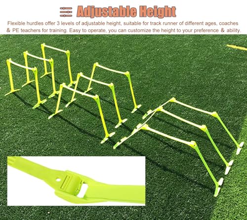 Adjustable Height Mini Hurdles - Set of 5 Small Agility Hurdles with Handle for Track Field, Soft Portable Obstacles for Soccer Training