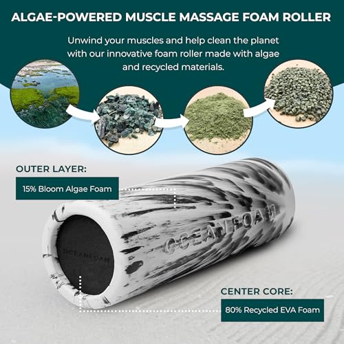 Smooth Soft Foam Roller (Black Marbled) - Beginner, Travel Sized Low Density Foam Roller for Home & Gym, Physical Therapy, Back Pain, & Exercise - Yoga & Athletics (12.5" x 5")