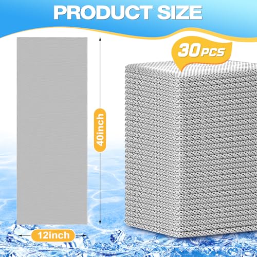 MENOLY 30 Packs Cooling Towels Bulk Cooling Towels for Neck and Face Gym Workout Cooling Neck Rags for Sports Yoga Soft Microfiber Breathable Sweat Rags for Hiking Running Fitness-Gray