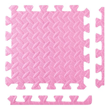 Foam Floor Tiles Foam Floor Mats Play Mats Bulk with Borders Interlocking for Bedroom Gym Nursery(11.8 x 11.8 Inch,Light Pink)