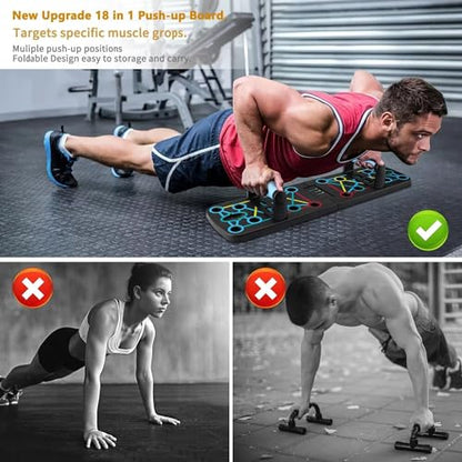 Push Up Board- 11 piece set foldable Push Up Rack Board Train Gym Fitness System Workout Exercise Stands for Body Training ，Push Up Stands