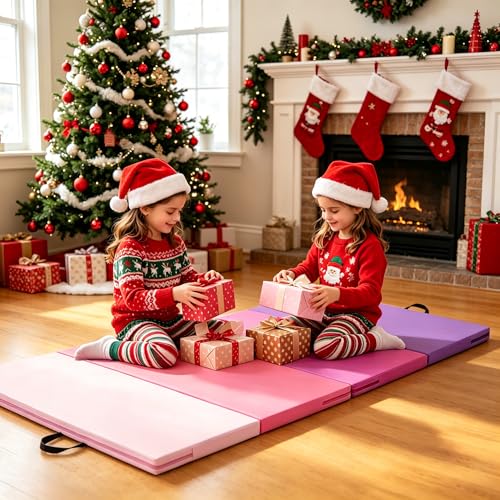Gymnastics Mat, 3FTx6FT / 4FTx8FT 2" Thick Folding Kids' Gymnastic Tumbling Mat for Home Gym Exercise & Play