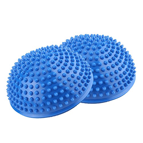 2Pcs/Lot Hedgehog Balance Pods, Ball Massage Foot Sports Balance Hedgehog Half Ball Pimples Pilates Ball for Yoga Fitness Gymnastics Exercise (Color : Blue) Half Foam Roller