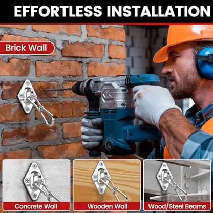sprookber 304 Stainless Steel Pad Eye Snap Hook,M8 Ceiling Hook 1200Lb,8Pcs - size: 3.15 inch, style: Rhombus