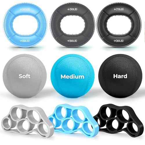 Hand Gripper Strengthener Set - Hand Grip Strengthener, Stress Balls for Adults,Grip Strength Trainer for Hand Sensitivity Training,Hand Rehabilitation Exercising - size: 9 pcs