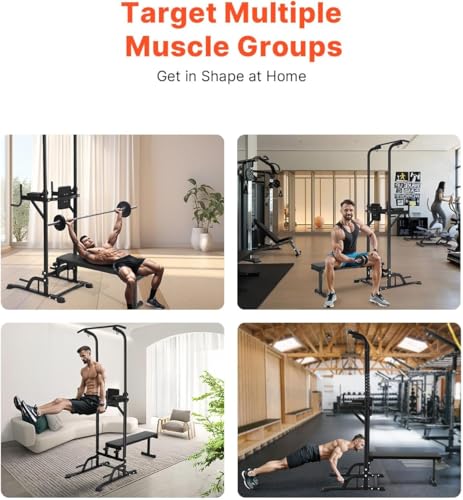 Power Tower Pull Up Bar, Assisted Pull Up Machine, Foldable Pull Up Bar and Dip Station, Portable Leg Lift Machine, Door Pullup Bar, Outdoor Indoor Chin Up Stand for Home Gym, Doorway Workout Equipment