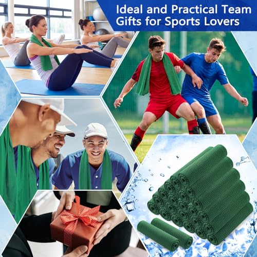 24 Pack Cooling Towels 40"x12" Ice Breathable Soft Chilly Sweat Rag Microfiber Workout Rags for Gym Cooling Towels for Neck and Face for Yoga Golf Sport Running(Green)