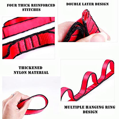 2Pcs Adjustable Anti-Gravity Chrysanthemum Swing Flying Stretch Belt Rope Climbing Daisy Chains Extension Yoga Belt Hanging - color: Red, size: 1.1M