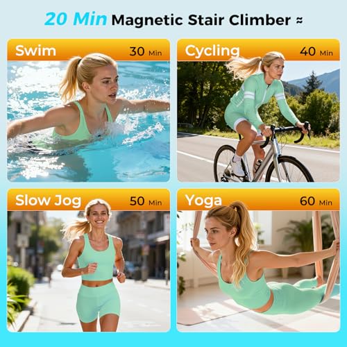 ERGOLIFE Stair Stepper for Home Gym, Stair Climber Workout Machine with Upgraded 6-Level Adjustable Resistance, Foldable Vertical Full Body Cardio Equipment, Non-Slip Pedals, Quiet 350 LBS Capacity - color: Black-Orange