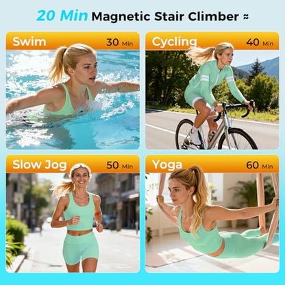 ERGOLIFE Stair Stepper for Home Gym, Stair Climber Workout Machine with Upgraded 6-Level Adjustable Resistance, Foldable Vertical Full Body Cardio Equipment, Non-Slip Pedals, Quiet 350 LBS Capacity - color: Black-Orange