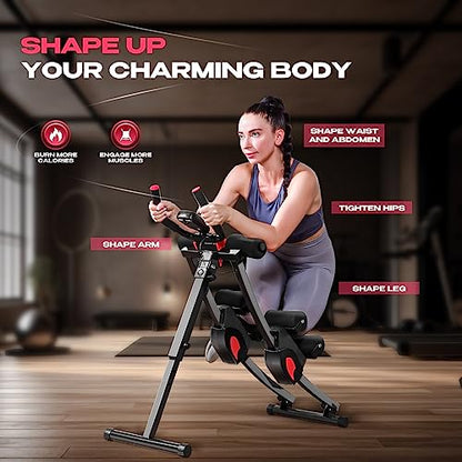 BODY RHYTHM Dual-track Ab Workout Machine with 4 Adjustable Heights, Foldable Core & Abdominal Exercise Machine with 330lbs Weight Capacity, Total Ab Workout Equipment for Home Gym, Ab Women Exercise Fitness Trainer.