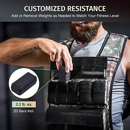 ZELUS Weighted Vest with Adjustable Weights for Home Workouts - color: 45lb Desert Camo