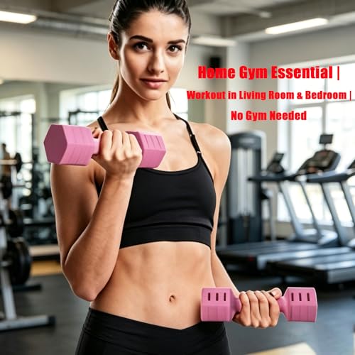 Pink Adjustable Dumbbells Set 5 LB Pair - Quick Dial System for Instant Weight Changes, Vibration Technology for Enhanced Toning, Non-Slip Handle, Space-Saving Home Gym Strength Training