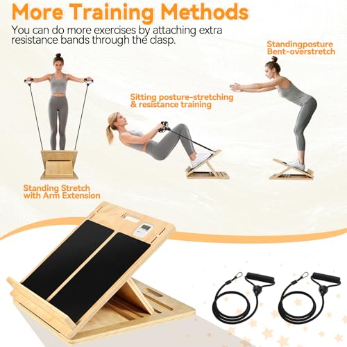 15.7x20 Inches Anti-Slip Slant Boards for Exercise, Adjustable Wooden Slant Board for Calf Stretching with Stretch Strap, for Leg, Knees, Heel, Ankle,Stretching, Plantar Fasciitis (220 LBS Capacity) - size: Large
