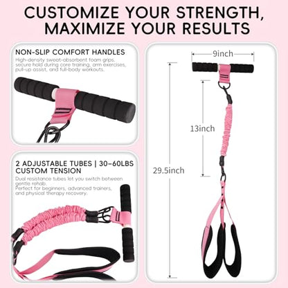Upgraded Multifunction Pedal Resistance Band with Handles, Adjustable Exercise Bands for Full Body Workout, Home Gym Equipment for Core Abs Legs Glutes Arm Strength Training