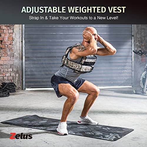ZELUS Weighted Vest with Adjustable Weights for Home Workouts - color: 45lb Desert Camo