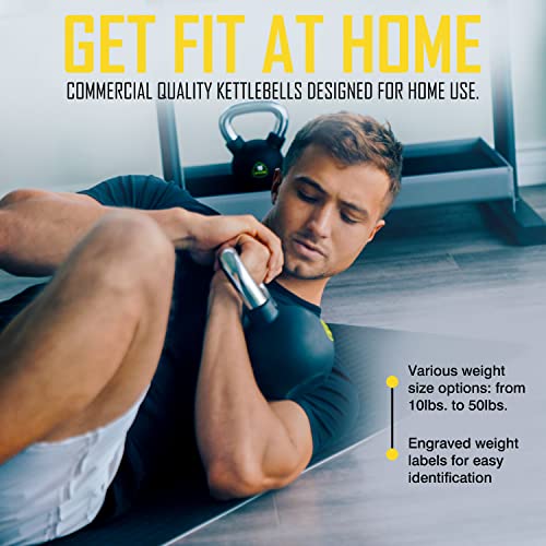 ZIVA Premium Kettlebell – Commercial Grade Rubber Urethane Coated Free Weights for Strength, Conditioning, Home Gym Workouts – Alloy Steel Grip – Available 5–50 lbs - color: b) 10lb - Black/Yellow