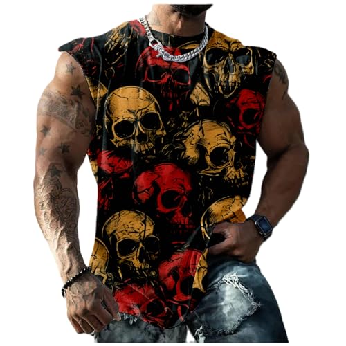 domirica Graphic Tank Tops Men Skull Printed Sleeveless Summer Oversized Loose Gym Workout Breathable Sportswear
