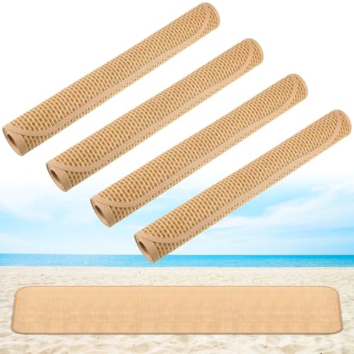 4 Packs Straw Beach Mat 20 * 70 inch Waterproof Non Slip Straw Mat Foldable Lightweight Picnic Mat for Camping Sunbathing Picnic Floor Yoga