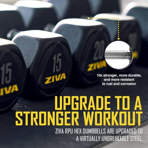 ZIVA Premium Hex Dumbbells – Commercial Grade Rubber Urethane Coated Free Weights for Strength Training, Weightlifting, Home Gym – Durable Steel Core – Sold in Pairs and Sets - style: v) 3 Pair Starter Set