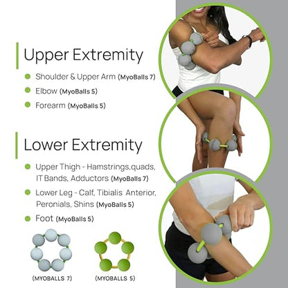 PRIMEKINETIX MyoBalls Massage Therapy Balls - 360° Relief for Plantar Fasciitis, Shin Splints, Tight Calves & IT Band - Deep Tissue Trigger Point Tool for Athletes & Active Lifestyles - 7 Ball Set