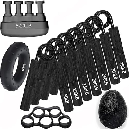 Silver Metal Hand Grip Set, 50LB-400LB No Slip Heavy-Duty Grip Strengthener Great Wrist & Forearm Hand Exerciser, Home Gym, Hand Gripper Grip Strength Trainer - color: 7Pack(50+100+150+200+250+300+350LB), size: 7Pack(50LB-350LB)