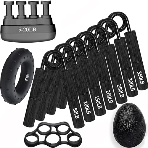 Silver Metal Hand Grip Set, 50LB-400LB No Slip Heavy-Duty Grip Strengthener Great Wrist & Forearm Hand Exerciser, Home Gym, Hand Gripper Grip Strength Trainer - color: 7Pack(50+100+150+200+250+300+350LB), size: 7Pack(50LB-350LB)