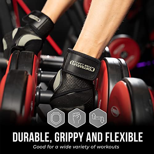 Contraband Pink Label 5737 Womens Padded Wrist Wrap Weight Lifting Gloves w/GripLock Padding (Pair) - Machine Washable Fingerless Workout Gloves w/Wrist Support Designed for Women