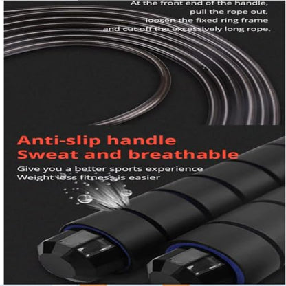 2 pack- Jump Ropes- "Amazing Manny'' The jump ropes are made for skipping/ jumping rope. Good exercise. it can be used to build endurance, speed and overall cardiovascular health, it is adjustable with comfortable hand padded hand grips. - color: Black/Bl