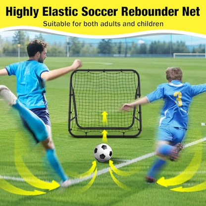 MoKo Soccer Rebounder, Quick-Switch Angle Soccer Rebounder Net, Portable & Easy Setup Rebound Net Football Training Gifts, Aids & Equipment at Backyard, Lawn, Park for Kids, Teens & Adults
