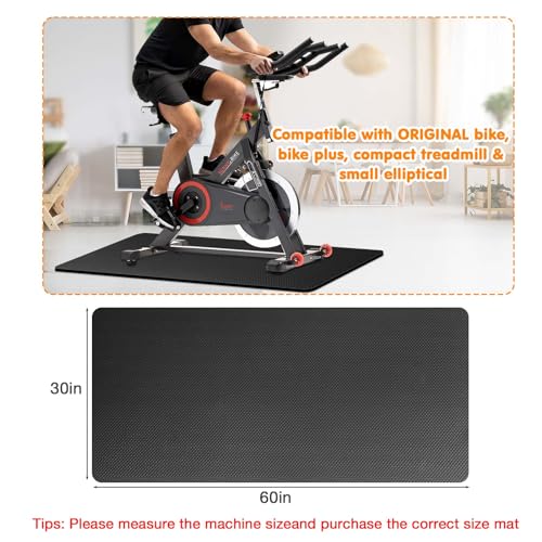Treadmill Mat Compatible with Peloton Bike, 6mm Thick Exercise Bike Mat for Treadmill and Row Protect Hardwood Floor Carpet - size: 60"L x 30"W x 0.2"Th