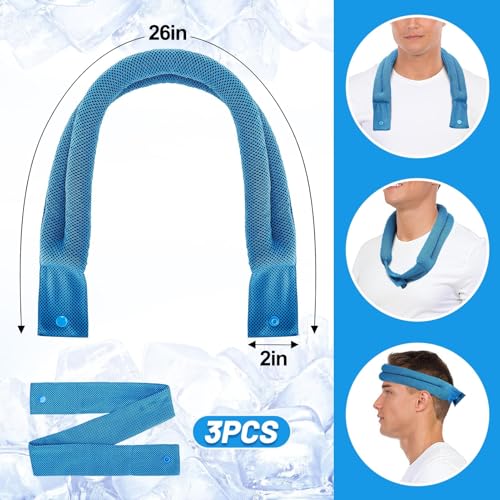 3 Pcs Cooling Neck Wraps - Cooling Towels with Ice Polymer, Breathable Soft Neck Coolers for Summer Heat Sports Gym Workout Men Women Gifts