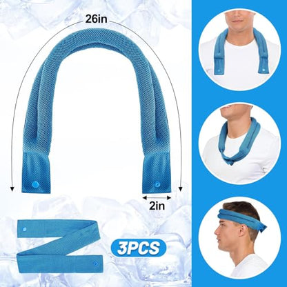 3 Pcs Cooling Neck Wraps - Cooling Towels with Ice Polymer, Breathable Soft Neck Coolers for Summer Heat Sports Gym Workout Men Women Gifts