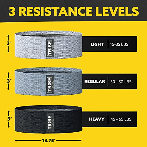 Fabric Resistance Bands for Working Out, 3-Pack for Legs and Glutes - color: Grey