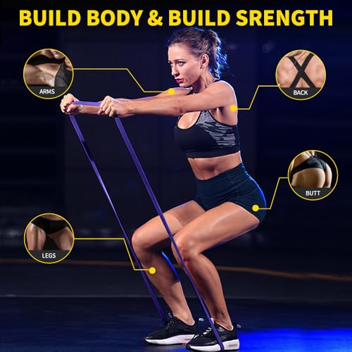 ROSAPOAR Resistance Band Pull up Band Fitness Exercise Bands Natural Latex for Workout Body Stretch Powerlifting Band Fitness Sport Training at Home/The Gym - color: purple