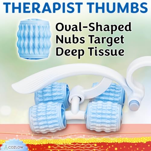 Leg Massage Roller - Adjustable Arm Belly Massager Roller Stick to Reduce Cellulite Appearance - Deep Tissue Myofascial Release Tool - Lymphatic Drainage Massaging Tool - color: Blue/White
