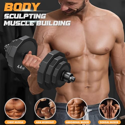 KISS GOLD Weights Dumbbells Set, Adjustable Dumbbell Sets 22Lbs 44Lbs 66Lbs 88Lbs with Solid Steel, Barbell Free Weight Set with Connector Workout Home Gym Equipment for Men Women Strength Training Shaping