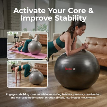 Sunny Health & Fitness Premium Anti-Burst Exercise & Stability Ball - size: 21.7" (55cm)